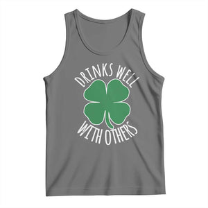 Funny St Patricks Day Drinking Tank Top Drinks Well With Others Drunk Beer Lucky Shamrock TS02 Black Heather Print Your Wear