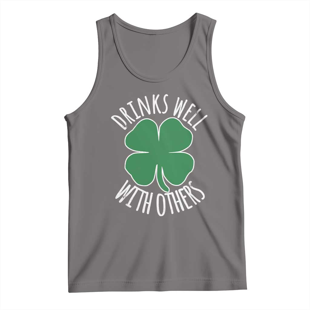 Funny St Patricks Day Drinking Tank Top Drinks Well With Others Drunk Beer Lucky Shamrock TS02 Deep Heather Print Your Wear