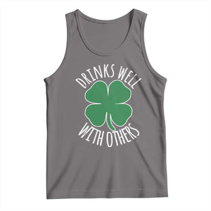 Funny St Patricks Day Drinking Tank Top Drinks Well With Others Drunk Beer Lucky Shamrock TS02 Deep Heather Print Your Wear
