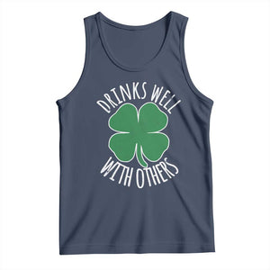 Funny St Patricks Day Drinking Tank Top Drinks Well With Others Drunk Beer Lucky Shamrock TS02 Navy Print Your Wear
