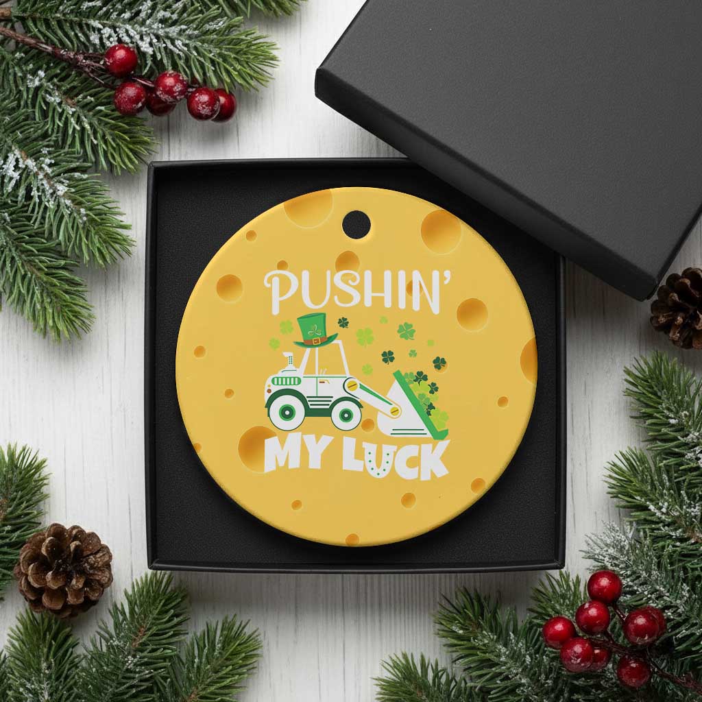 St Patricks Day Boys Truck Ceramic Ornament Pushing My Luck Tractor Toy Lover TS02 1pc Yellow Cheese Print Your Wear