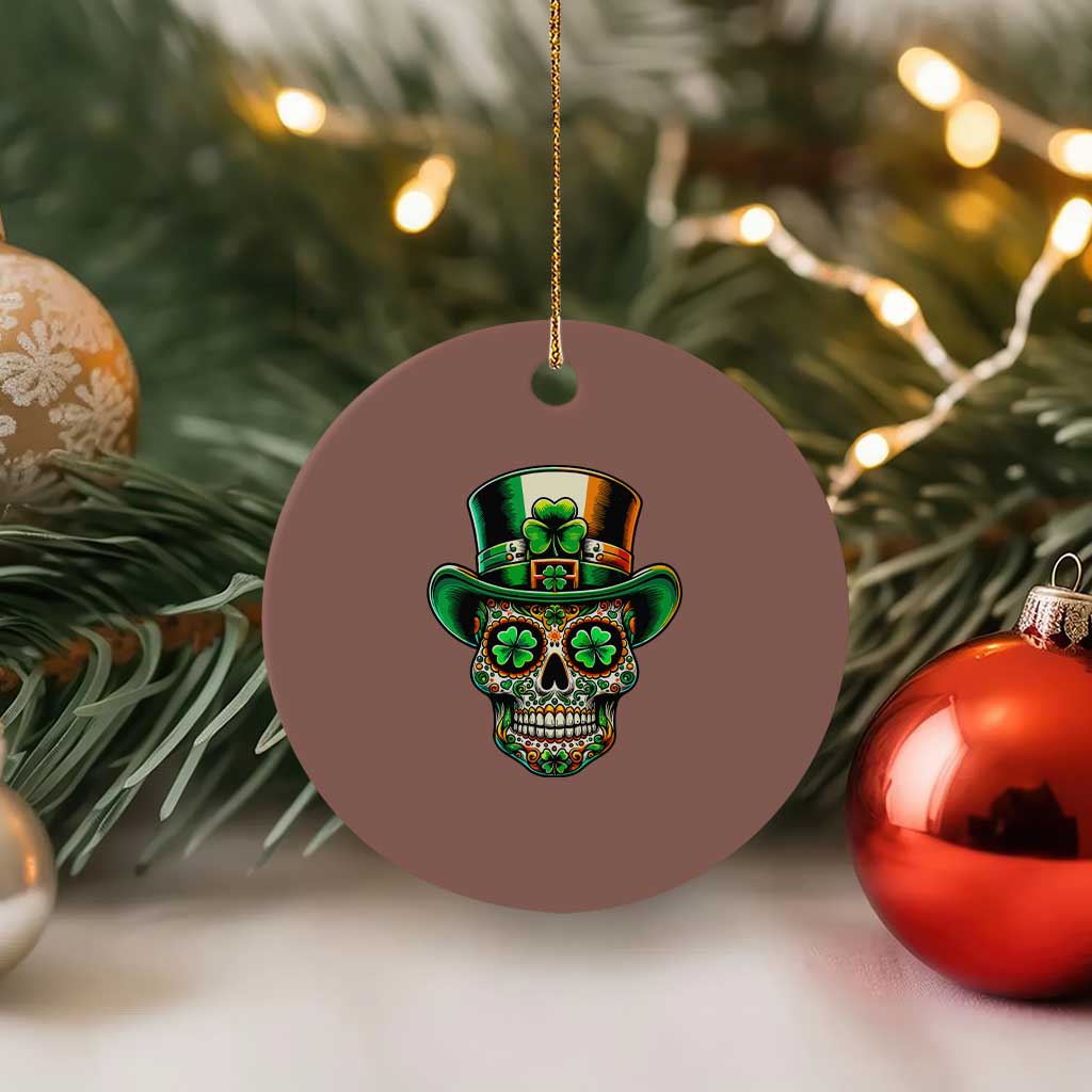 San Patties Irish Sugar Skull Ceramic Ornament St Patricks Day Of The Dead TS02 1pc Mocha Print Your Wear