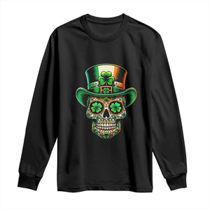 San Patties Irish Sugar Skull Long Sleeve Shirt St Patricks Day Of The Dead TS02 Black Print Your Wear