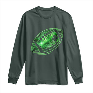 Lucky Shamrock Football Long Sleeve Shirt Irish Clover St Patricks Day Sport Lover TS02 Dark Forest Green Print Your Wear