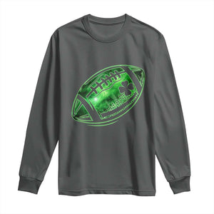 Lucky Shamrock Football Long Sleeve Shirt Irish Clover St Patricks Day Sport Lover TS02 Dark Heather Print Your Wear