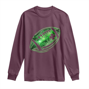 Lucky Shamrock Football Long Sleeve Shirt Irish Clover St Patricks Day Sport Lover TS02 Maroon Print Your Wear