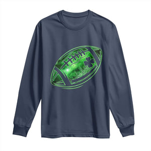 Lucky Shamrock Football Long Sleeve Shirt Irish Clover St Patricks Day Sport Lover TS02 Navy Print Your Wear