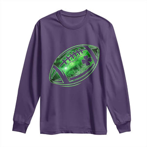 Lucky Shamrock Football Long Sleeve Shirt Irish Clover St Patricks Day Sport Lover TS02 Purple Print Your Wear