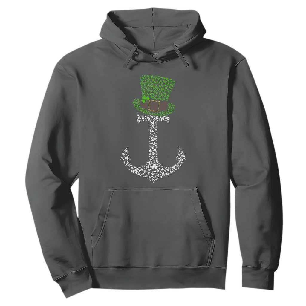 Lucky Shamrock Anchor Hoodie Leprechaun Cruise Squad St. Patrick's Day TS02 Dark Heather Print Your Wear