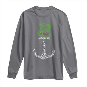 Lucky Shamrock Anchor Long Sleeve Shirt Leprechaun Cruise Squad St. Patrick's Day TS02 Charcoal Print Your Wear