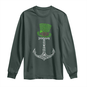 Lucky Shamrock Anchor Long Sleeve Shirt Leprechaun Cruise Squad St. Patrick's Day TS02 Dark Forest Green Print Your Wear