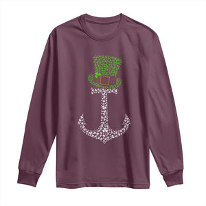 Lucky Shamrock Anchor Long Sleeve Shirt Leprechaun Cruise Squad St. Patrick's Day TS02 Maroon Print Your Wear