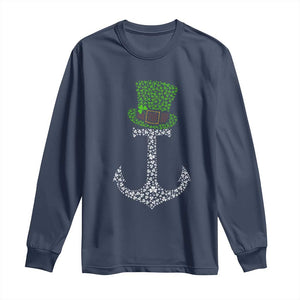 Lucky Shamrock Anchor Long Sleeve Shirt Leprechaun Cruise Squad St. Patrick's Day TS02 Navy Print Your Wear