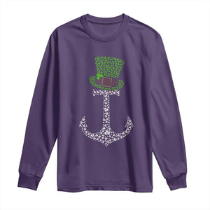 Lucky Shamrock Anchor Long Sleeve Shirt Leprechaun Cruise Squad St. Patrick's Day TS02 Purple Print Your Wear