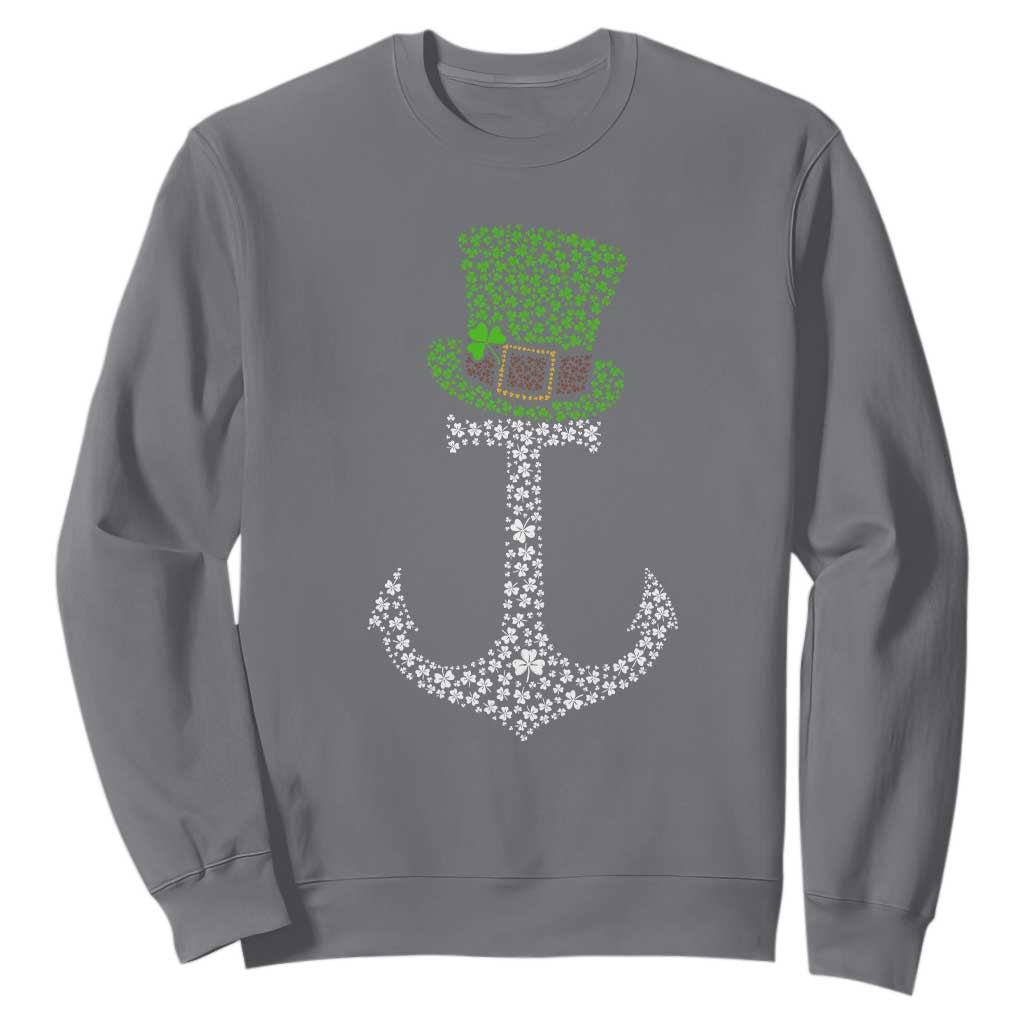 Lucky Shamrock Anchor Sweatshirt Leprechaun Cruise Squad St. Patrick's Day TS02 Charcoal Print Your Wear