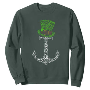 Lucky Shamrock Anchor Sweatshirt Leprechaun Cruise Squad St. Patrick's Day TS02 Dark Forest Green Print Your Wear