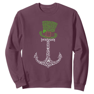 Lucky Shamrock Anchor Sweatshirt Leprechaun Cruise Squad St. Patrick's Day TS02 Maroon Print Your Wear