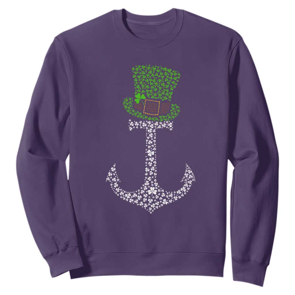 Lucky Shamrock Anchor Sweatshirt Leprechaun Cruise Squad St. Patrick's Day TS02 Purple Print Your Wear