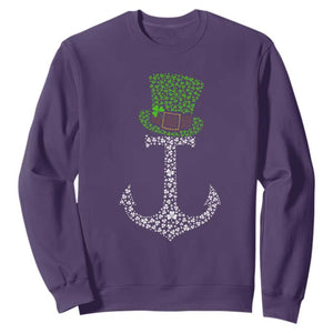 Lucky Shamrock Anchor Sweatshirt Leprechaun Cruise Squad St. Patrick's Day TS02 Purple Print Your Wear