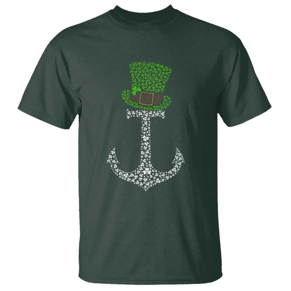 Lucky Shamrock Anchor T Shirt Leprechaun Cruise Squad St. Patrick's Day TS02 Dark Forest Green Print Your Wear