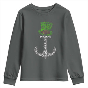 Lucky Shamrock Anchor Youth Sweatshirt Leprechaun Cruise Squad St. Patrick's Day TS02 Dark Heather Print Your Wear