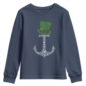 Lucky Shamrock Anchor Youth Sweatshirt Leprechaun Cruise Squad St. Patrick's Day TS02 Navy Print Your Wear