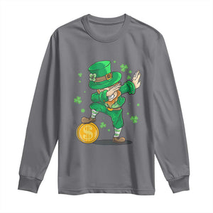 Cute Dabbing Leprechaun Long Sleeve Shirt Funny St Patricks Day TS02 Charcoal Print Your Wear