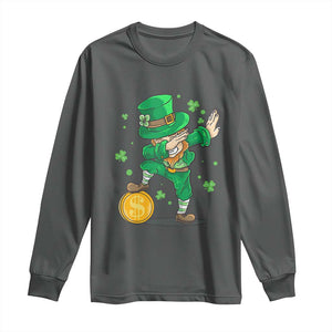 Cute Dabbing Leprechaun Long Sleeve Shirt Funny St Patricks Day TS02 Dark Heather Print Your Wear