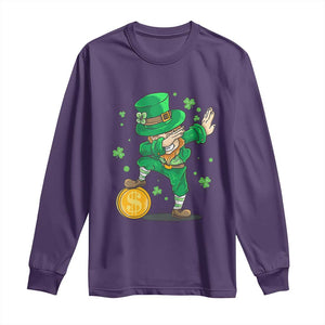 Cute Dabbing Leprechaun Long Sleeve Shirt Funny St Patricks Day TS02 Purple Print Your Wear