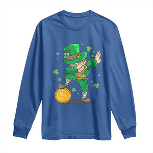 Cute Dabbing Leprechaun Long Sleeve Shirt Funny St Patricks Day TS02 Royal Blue Print Your Wear