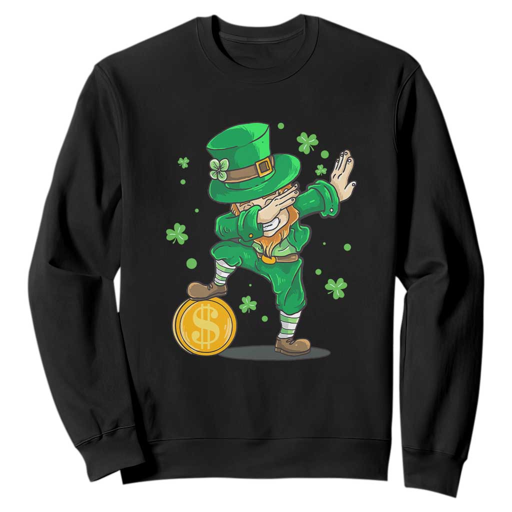 Cute Dabbing Leprechaun Sweatshirt Funny St Patricks Day TS02 Black Print Your Wear