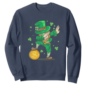 Cute Dabbing Leprechaun Sweatshirt Funny St Patricks Day TS02 Navy Print Your Wear
