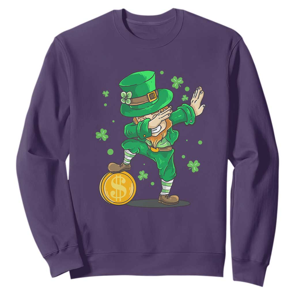 Cute Dabbing Leprechaun Sweatshirt Funny St Patricks Day TS02 Purple Print Your Wear