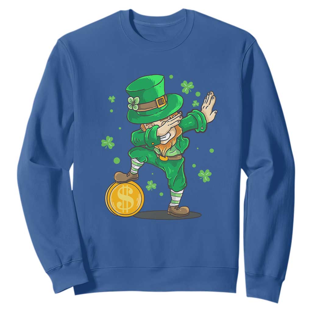 Cute Dabbing Leprechaun Sweatshirt Funny St Patricks Day TS02 Royal Blue Print Your Wear