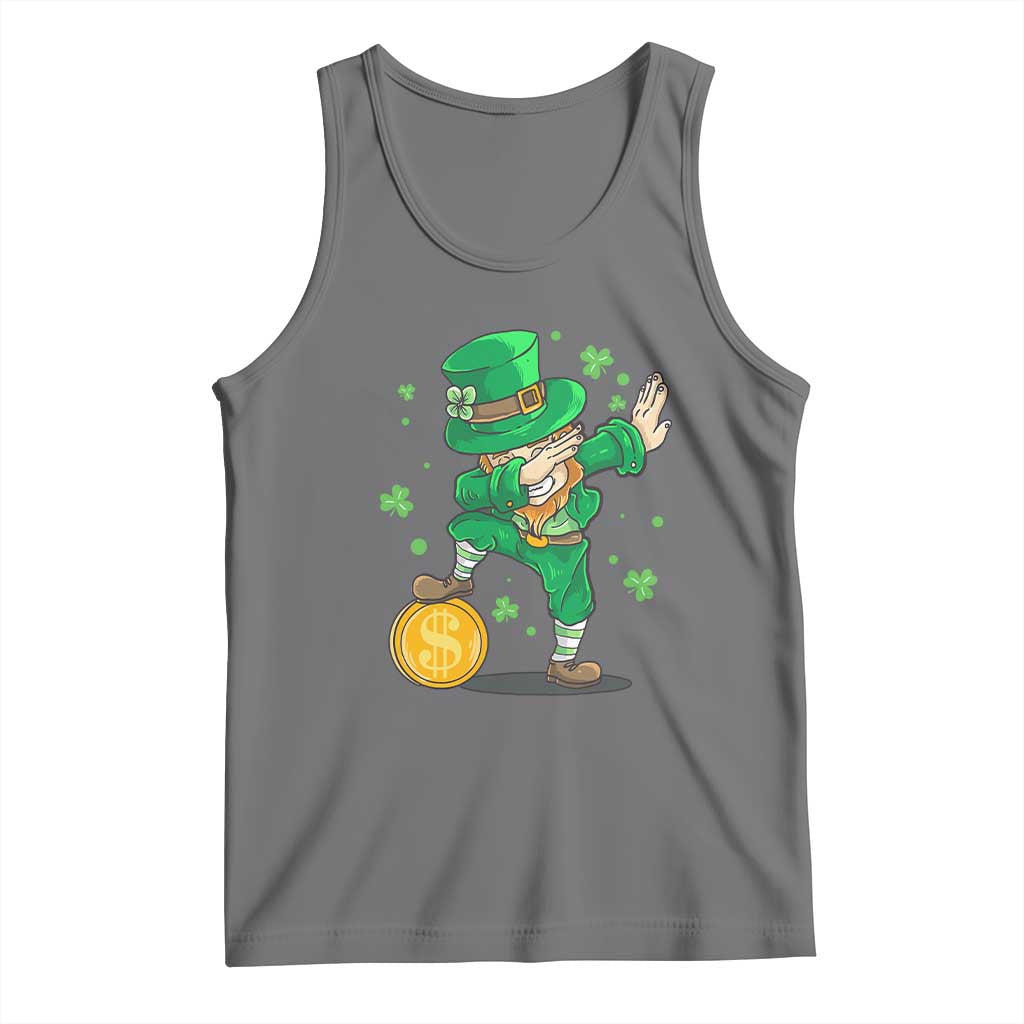 Cute Dabbing Leprechaun Tank Top Funny St Patricks Day TS02 Black Heather Print Your Wear