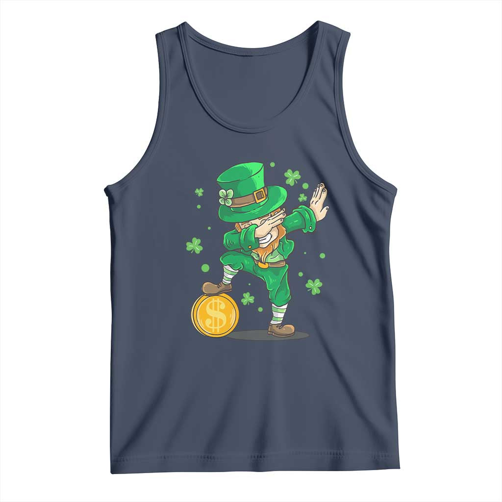 Cute Dabbing Leprechaun Tank Top Funny St Patricks Day TS02 Navy Print Your Wear