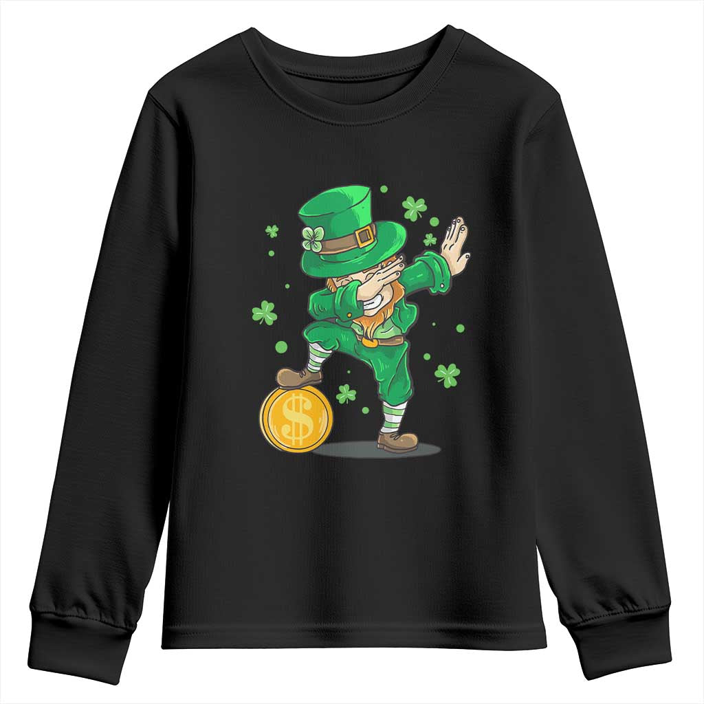Cute Dabbing Leprechaun Youth Sweatshirt Funny St Patricks Day TS02 Black Print Your Wear