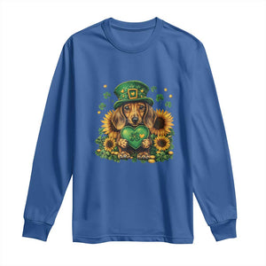 Cute Dachshund Leprechaun Long Sleeve Shirt Shamrock St. Patrick's Day Dog Lover TS02 Royal Blue Print Your Wear