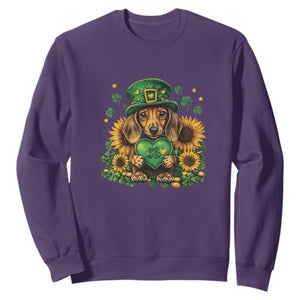 Cute Dachshund Leprechaun Sweatshirt Shamrock St. Patrick's Day Dog Lover TS02 Purple Print Your Wear