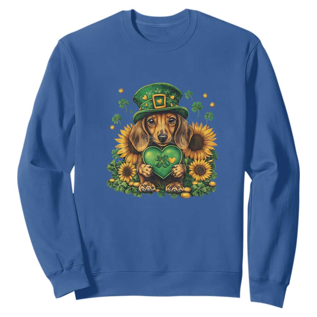 Cute Dachshund Leprechaun Sweatshirt Shamrock St. Patrick's Day Dog Lover TS02 Royal Blue Print Your Wear