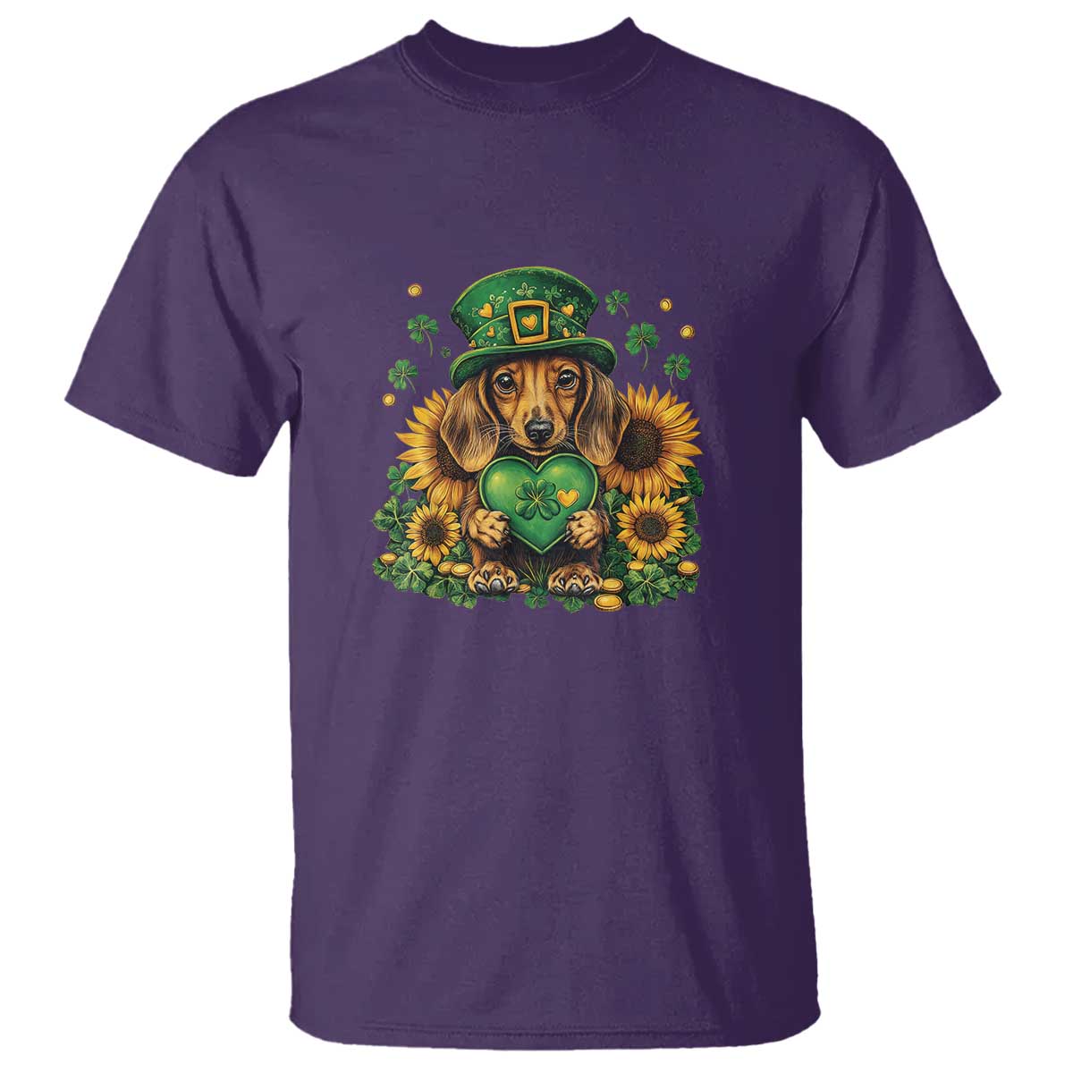 Cute Dachshund Leprechaun T Shirt Shamrock St. Patrick's Day Dog Lover TS02 Purple Print Your Wear