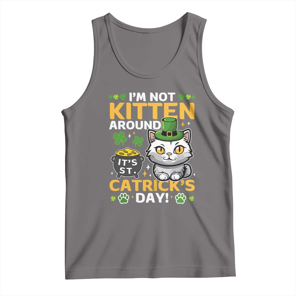 Cute Cat Leperchaun Tank Top Im Not Kitten Around Catrick's Day St Patricks TS02 Deep Heather Print Your Wear