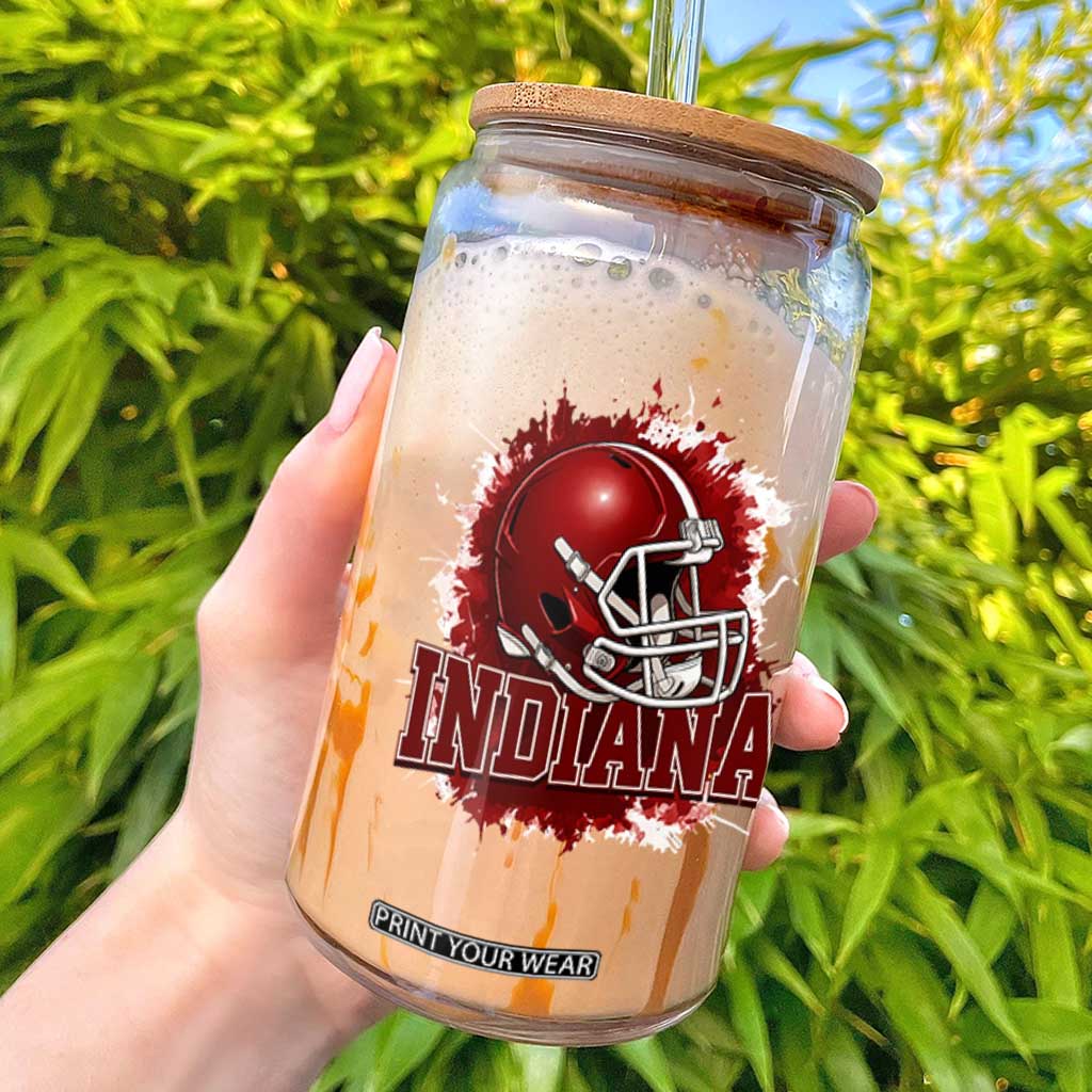 Indiana Game Day Energy Glass Can Football Helmet Splash Hoosier State Sports Pride TS02 White Print Your Wear