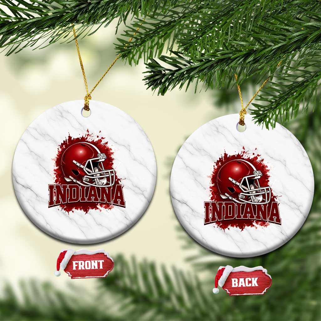 Indiana Game Day Energy Ceramic Ornament Football Helmet Splash Hoosier State Sports Pride TS02 1pc White Marble Print Your Wear