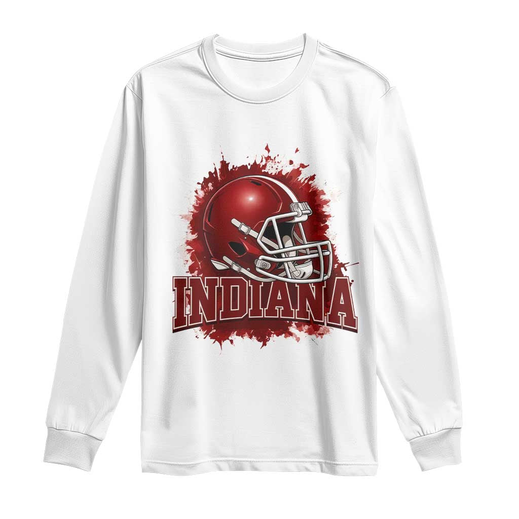 Indiana Game Day Energy Long Sleeve Shirt Football Helmet Splash Hoosier State Sports Pride TS02 White Print Your Wear