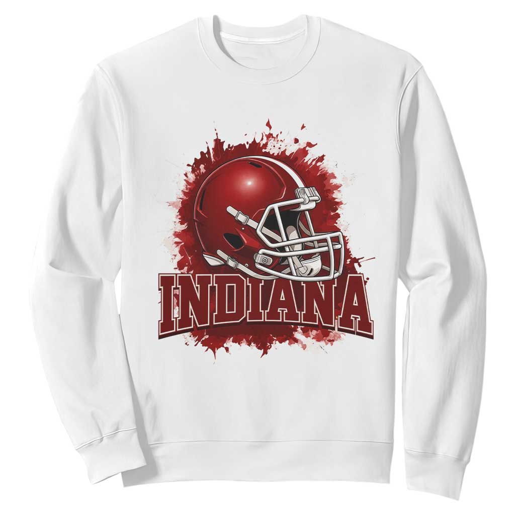 Indiana Game Day Energy Sweatshirt Football Helmet Splash Hoosier State Sports Pride TS02 White Print Your Wear