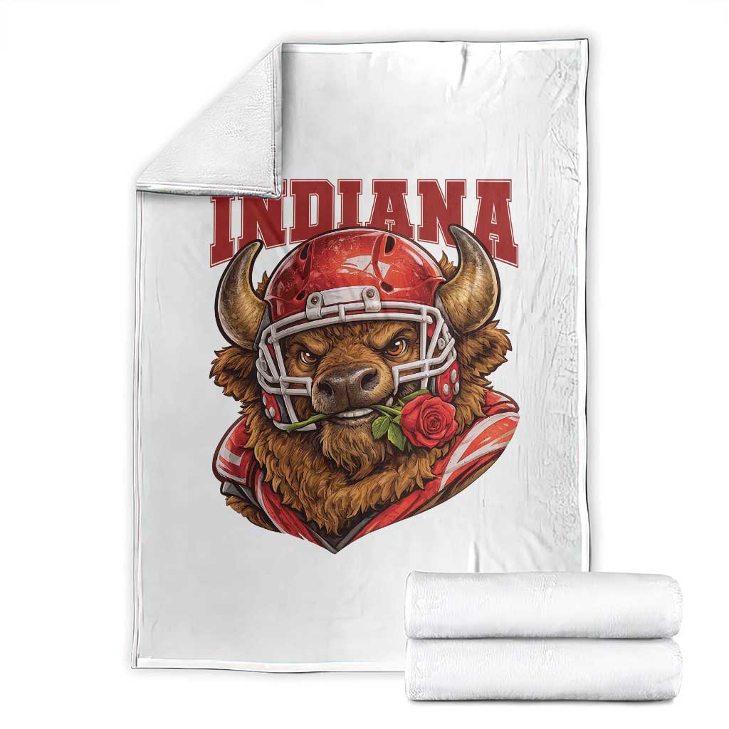 Indiana Football Spirit Bison with Rose Graphic Throw Blanket Hoosier State Sports Pride TS02 White Print Your Wear