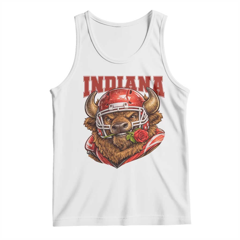 Indiana Football Spirit Bison with Rose Graphic Tank Top Hoosier State Sports Pride TS02 White Print Your Wear