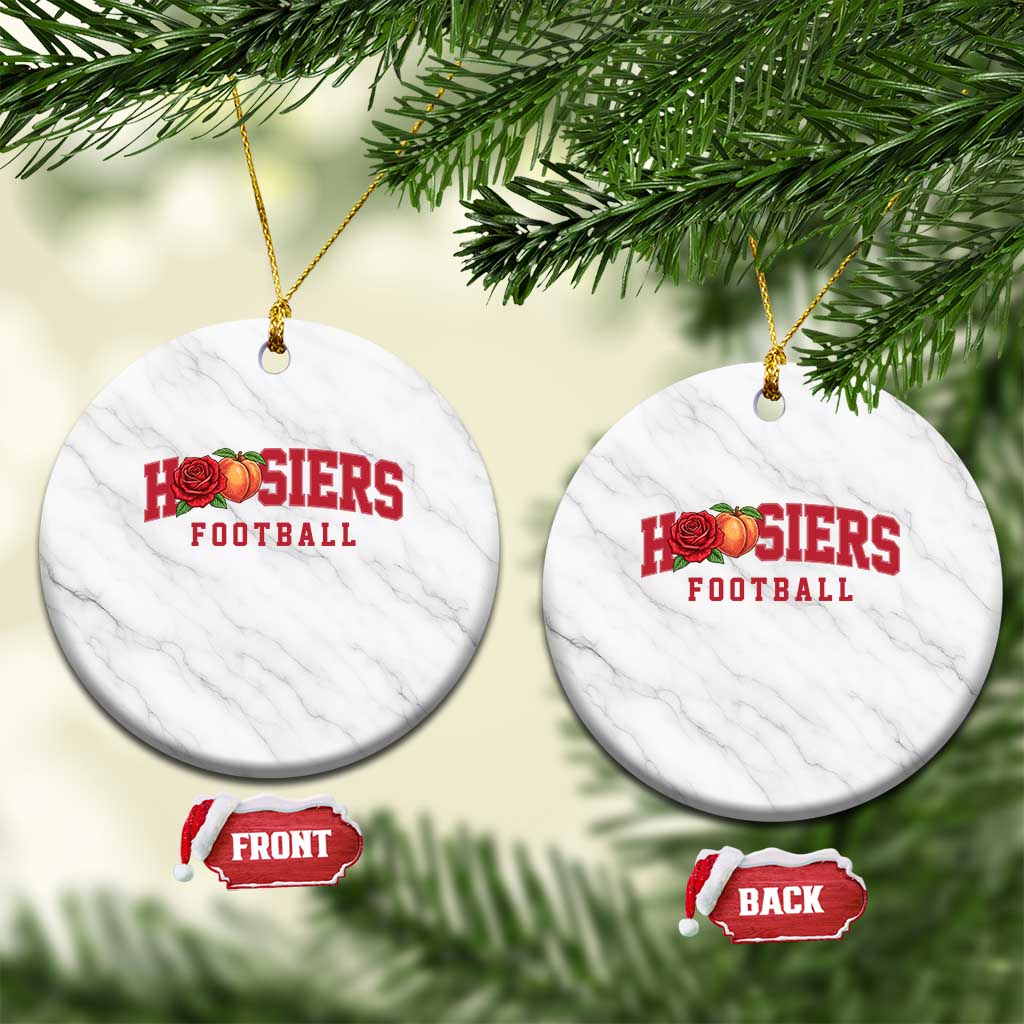 Hoosier State Pride Indiana Rose and Peach Ceramic Ornament Game Day Sports Pride TS02 1pc White Marble Print Your Wear