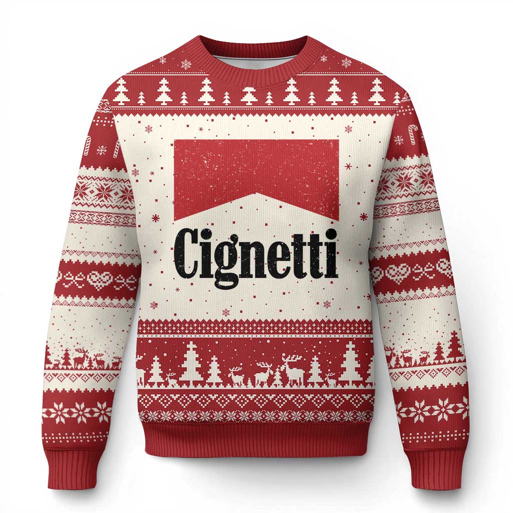 Cignetti Retro Red Box Ugly Christmas Sweater Indiana Game Day Sports Fan TS02 Beige Red Print Your Wear